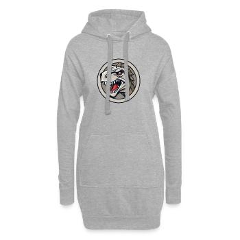 La tête d’un dinosaure à l’allure dangereuse. - Sweat-shirt à capuche long Femme - gris chiné - Devant