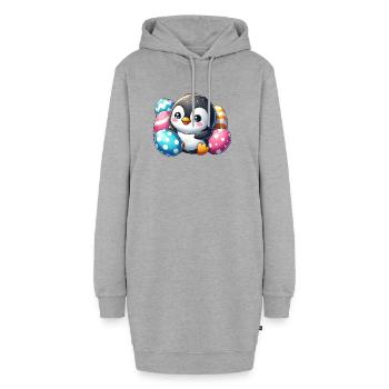 Mignon Pingouin Pâques Dessin animé Enfants - Sweat-shirt à capuche long Femme - gris chiné - Devant