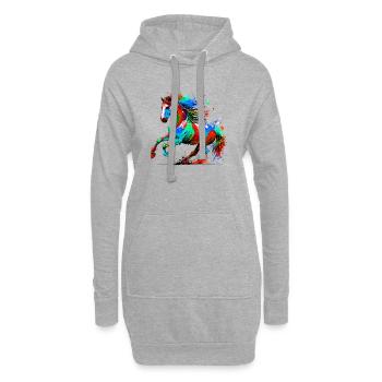 Pferd - Hoodie-Kleid - Grau meliert - Vorne