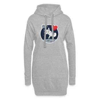 Chat astronaute solitaire attrapant cœur - Sweat-shirt à capuche long Femme - gris chiné - Devant