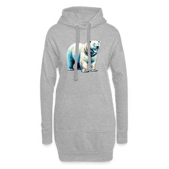 White polar bear - Hoodie Dress - heather grey - Front