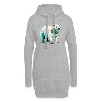 White polar bear - Hoodie Dress - heather grey - Front