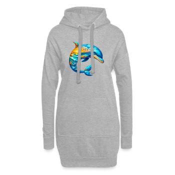 Dauphin - Sweat-shirt à capuche long Femme - gris chiné - Devant
