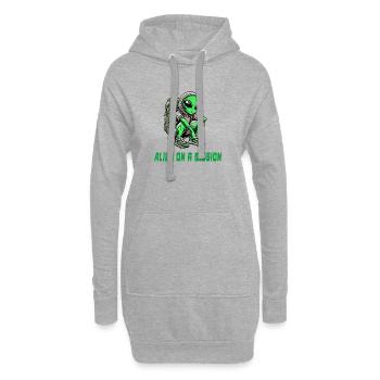 Alien auf Mission - Hoodie-Kleid - Grau meliert - Vorne