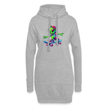 Skateur Alien Design - Sweat-shirt à capuche long Femme - gris chiné - Devant