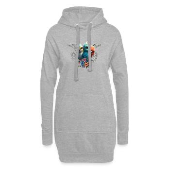 Le gang de l’oiseau heureux - Sweat-shirt à capuche long Femme - gris chiné - Devant