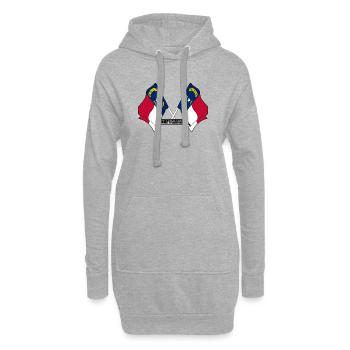 Deux drapeaux texte CAROLINE DU NORD - Sweat-shirt à capuche long Femme - gris chiné - Devant