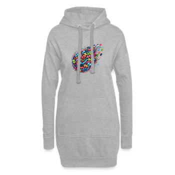 Farbenfrohes, von Puzzles inspiriertes Design - Hoodie-Kleid - Grau meliert - Vorne