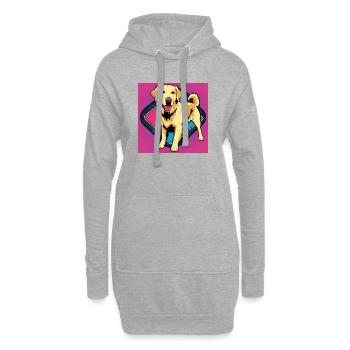 Comic Dog - Golden Retriever - Hoodie-Kleid - Grau meliert - Vorne