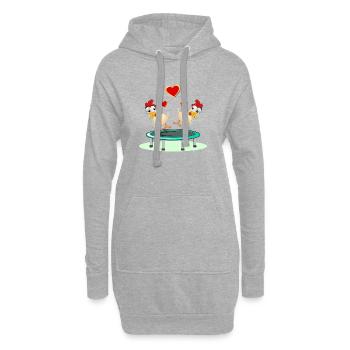 Hühner Paare TRAMPOLIN SPRINGEN - Hoodie-Kleid - Grau meliert - Vorne