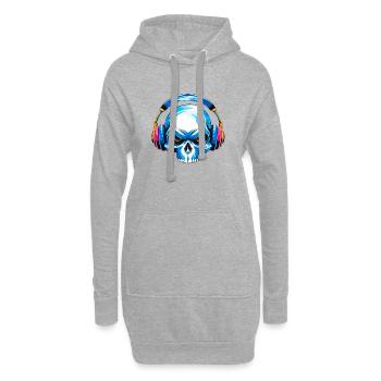 Crâne avec casque - Sweat-shirt à capuche long Femme - gris chiné - Devant
