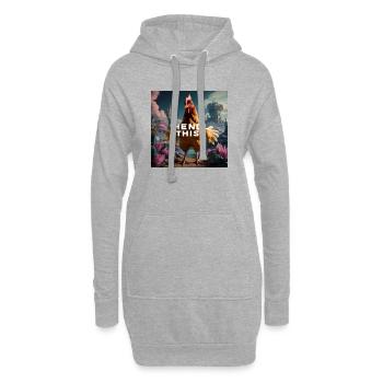 Poulet frais « Hendl this » - Sweat-shirt à capuche long Femme - gris chiné - Devant