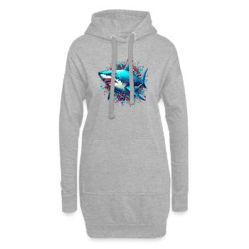 Requin - Sweat-shirt à capuche long Femme - gris chiné - Devant