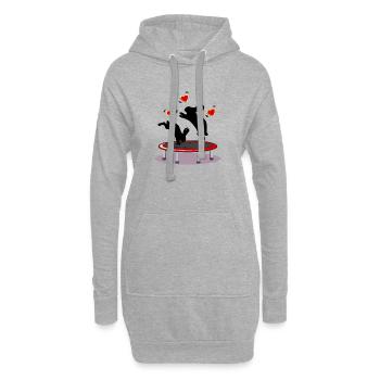 LAPIN DE PÂQUES LAPIN TRAMPOLINE COEURS DE PÂQUES - Sweat-shirt à capuche long Femme - gris chiné - Devant