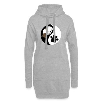 Hund und Pfote Yin Yang Symbol - Hoodie-Kleid - Grau meliert - Vorne