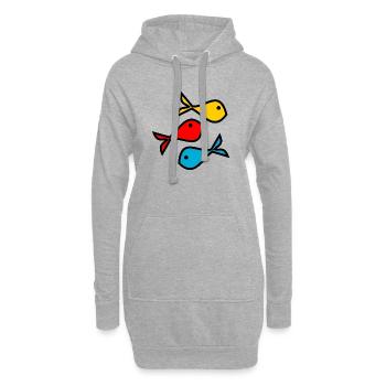 POISSON. SARDINE. POISSON D'AVRIL. MER. OCÉAN - Sweat-shirt à capuche long Femme - gris chiné - Devant
