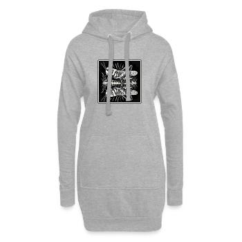 Spiegelbild der Natur – Heuschrecke in Symmetrie - Hoodie-Kleid - Grau meliert - Vorne