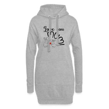 FÊTE DES MÈRES - LINE ART ENFANT - MAMAN - Sweat-shirt à capuche long Femme - gris chiné - Devant