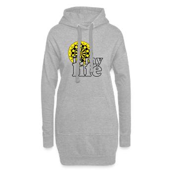 Fléchettes, fléchettes, fléchettes, chemise, fléchettes, c’est ma vie - Sweat-shirt à capuche long Femme - gris chiné - Devant