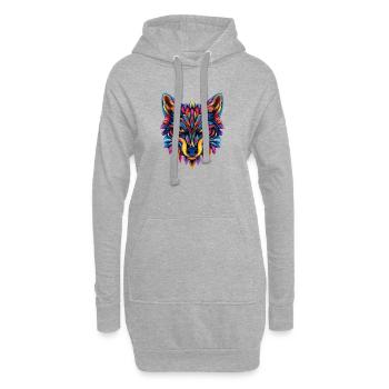 Illustration de Loup coloré - Sweat-shirt à capuche long Femme - gris chiné - Devant