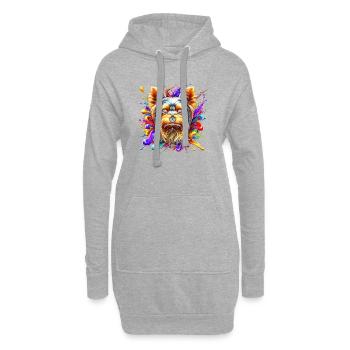 Süßer Yorkshire Terrier mit bunten Farbklecksen - Hoodie-Kleid - Grau meliert - Vorne