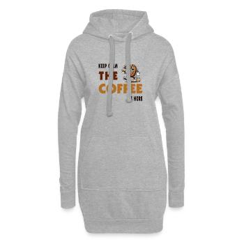 Keep Calm – The Coffee Is Here - Hoodie-Kleid - Grau meliert - Vorne