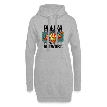 Pizza ist die Antwort - Hoodie-Kleid - Grau meliert - Vorne