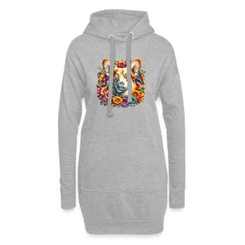 Corgi gallois en fleurs colorées - Sweat-shirt à capuche long Femme - gris chiné - Devant