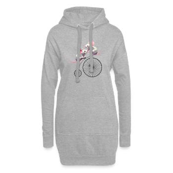 Souris polygonales mignonnes sur un penny farthing nostalgique - Sweat-shirt à capuche long Femme - gris chiné - Devant