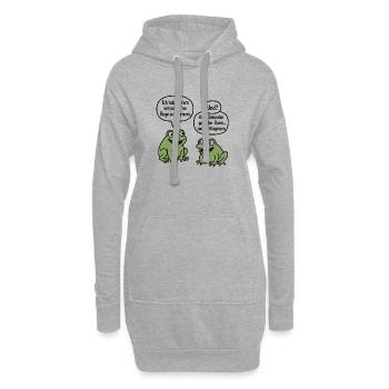 Humour de grenouille : la mouche ignore la blague - Sweat-shirt à capuche long Femme - gris chiné - Devant
