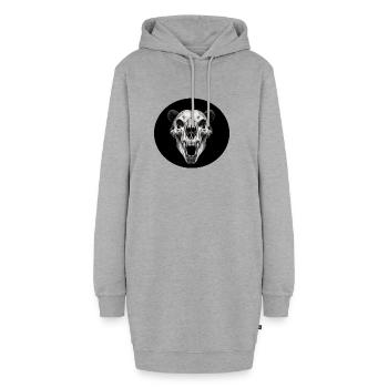 Schädel - Hoodie-Kleid - Grau meliert - Vorne