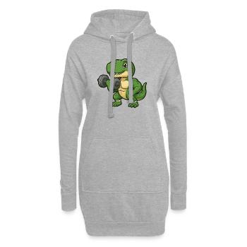 Mignon Dino T-Rex Entraînement Fitness Dessin animé - Sweat-shirt à capuche long Femme - gris chiné - Devant