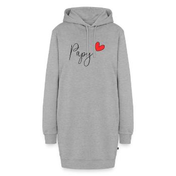PAPY. FÊTE DES PÈRES. BONNE FÊTE PAPY. JE T'AIME. - Sweat-shirt à capuche long Femme - gris chiné - Devant