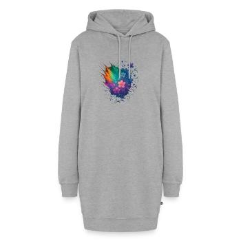 Farbspektrum-Blüte - Hoodie-Kleid - Grau meliert - Vorne