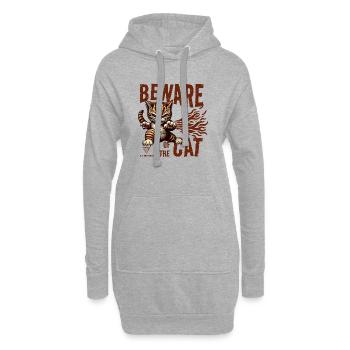 Attention au chat - Sweat-shirt à capuche long Femme - gris chiné - Devant