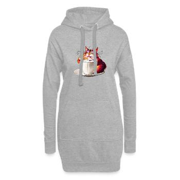 Bunter Farbzauber Katze Milchtasse - Hoodie-Kleid - Grau meliert - Vorne