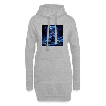 Batteur sur la Lune devant la Terre dans l’espace - Sweat-shirt à capuche long Femme - gris chiné - Devant