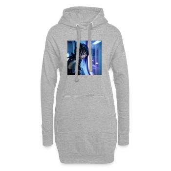 N-dless Nights: Cyberpunk girl after a mission - Hoodie Dress - heather grey - Front