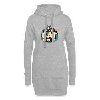 Je suis Amoureux des Chats - Sweat-shirt à capuche long Femme - gris chiné - Devant