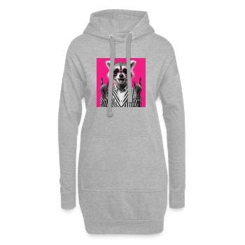 Waschbär mit Doppel Rock Handgeste - Hoodie-Kleid - Grau meliert - Vorne