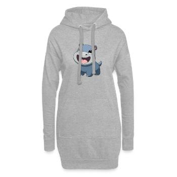 Bébé hippopotame joyeux et souriant (v02) - Sweat-shirt à capuche long Femme - gris chiné - Devant