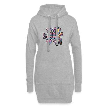 Girl Power - Buntes Y2K Regenbogen Schmetterling D - Hoodie-Kleid - Grau meliert - Vorne