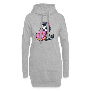 Mignon zèbre beignet dessin animé friandises amusantes - Sweat-shirt à capuche long Femme - gris chiné - Devant
