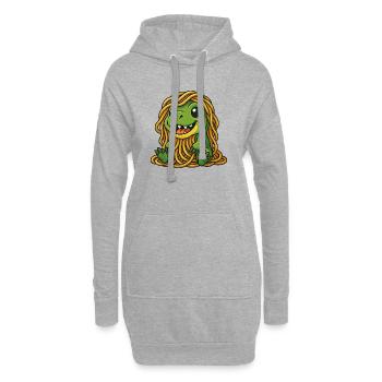 Funny T-Rex Dino Eating Spaghetti Noodles - Hoodie Dress - heather grey - Front