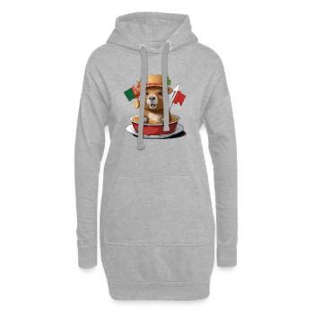 Charmantes Wasserschwein in festlichen Nudeln - Hoodie-Kleid - Grau meliert - Vorne