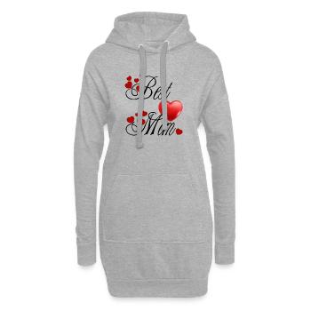 Beste Mama, Kalligraphie mit roten Herzen - Hoodie-Kleid - Grau meliert - Vorne