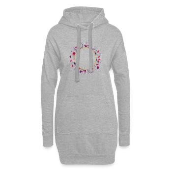 Wildblumen - Blumenkranz Personalisierbar - Hoodie-Kleid - Grau meliert - Vorne