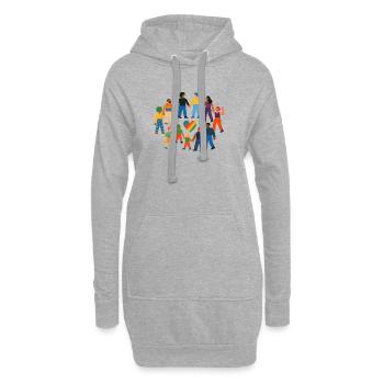 Famille choisie – Queer, colorée et connectée - Sweat-shirt à capuche long Femme - gris chiné - Devant