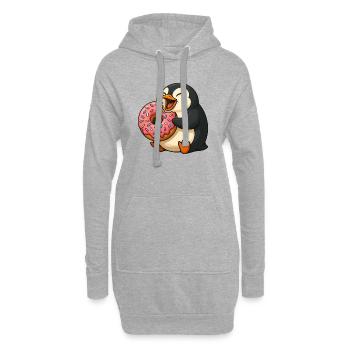 Süßer Pinguin Donut Liebhaber Cartoon Mampfen - Hoodie-Kleid - Grau meliert - Vorne