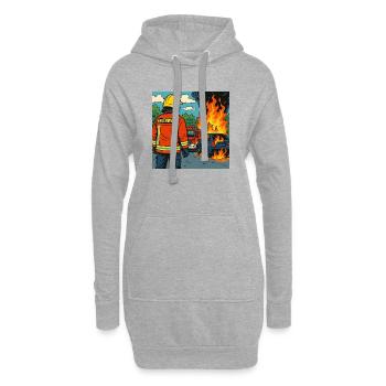 Brandbekämpfer Cartoon Einsatz - Hoodie-Kleid - Grau meliert - Vorne